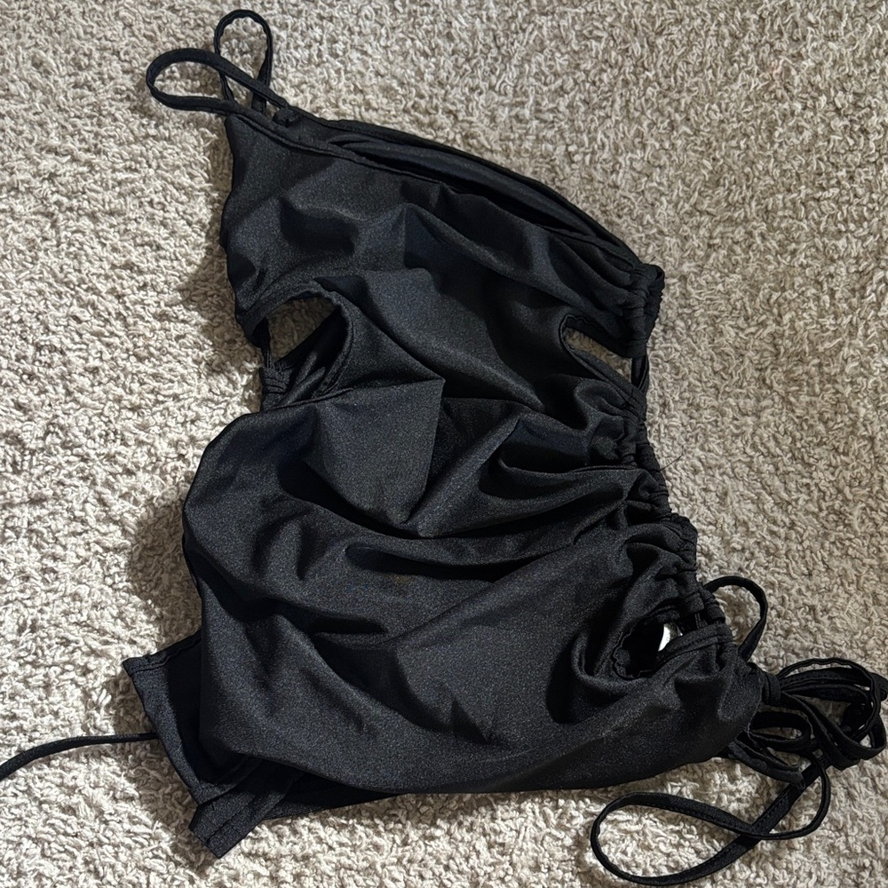 Black Ruched Cutout Dress